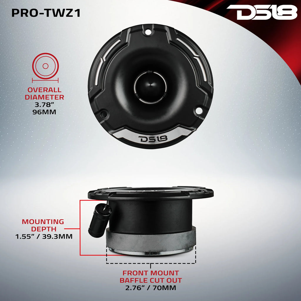 DS18 3.8" Super Bullet Compression Tweeter with 1" Aluminum Voice Coil | 100 Watts Rms 4-Ohm