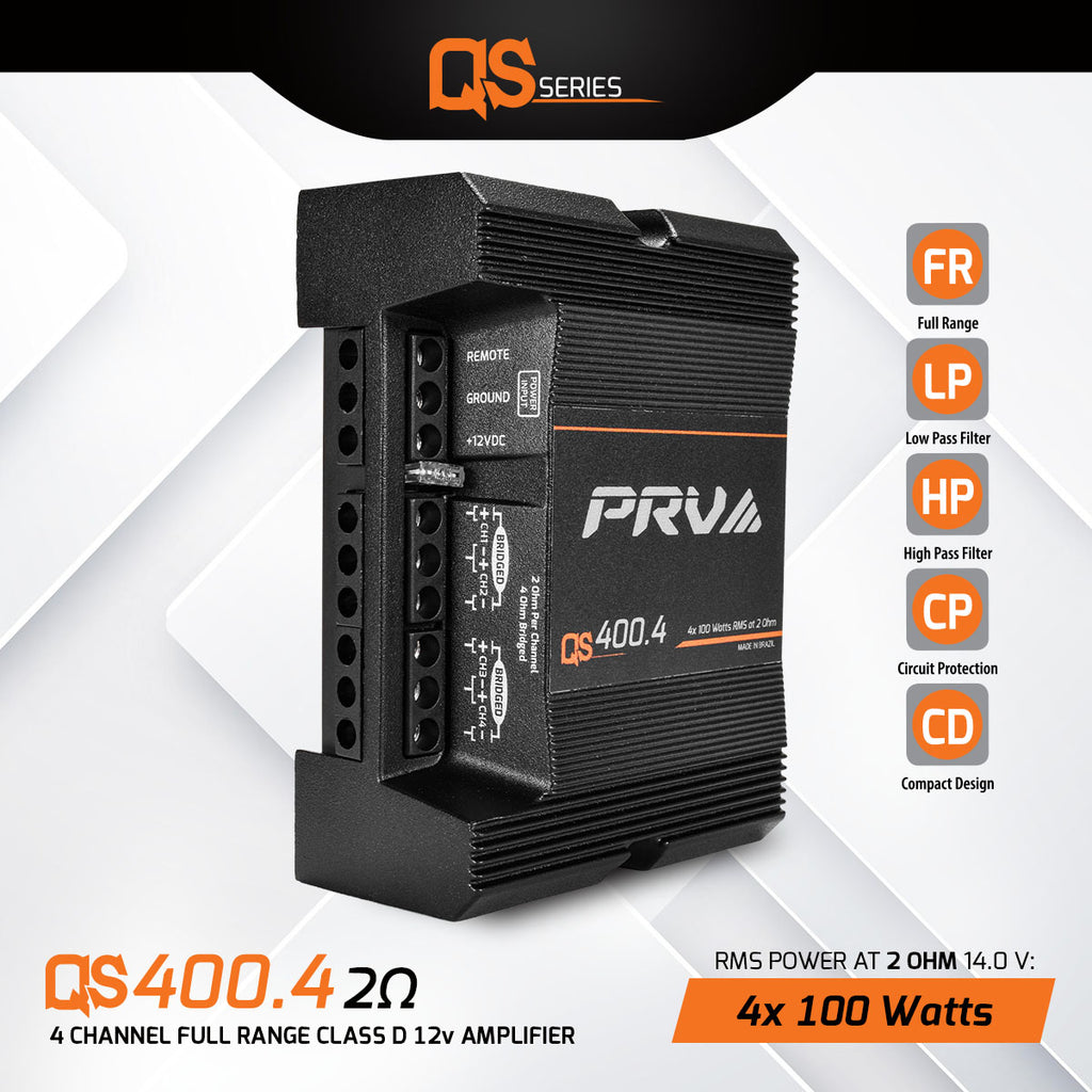 PRV QS400.4 4 CHANNEL FULL RANGE AMPLIFIER