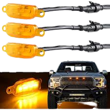 Smoked Amber LED Front Grille Marker Lights Kit